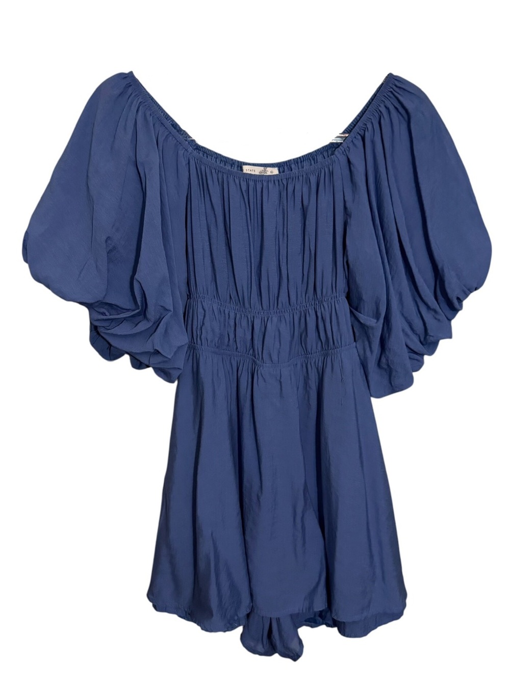 Altar’d State Size X-Large Blue Boho Romper Dress Boho Western Puff Sleeve